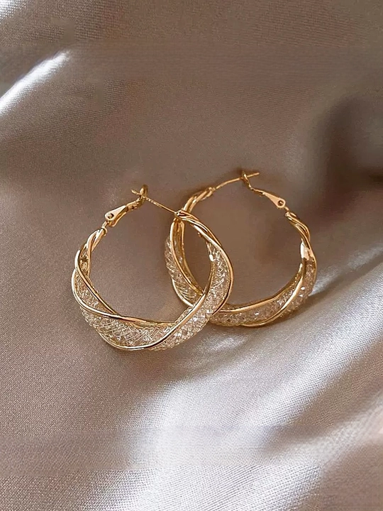Серьги кольца, круглые, конго серебрянного, золотого, красных цветов