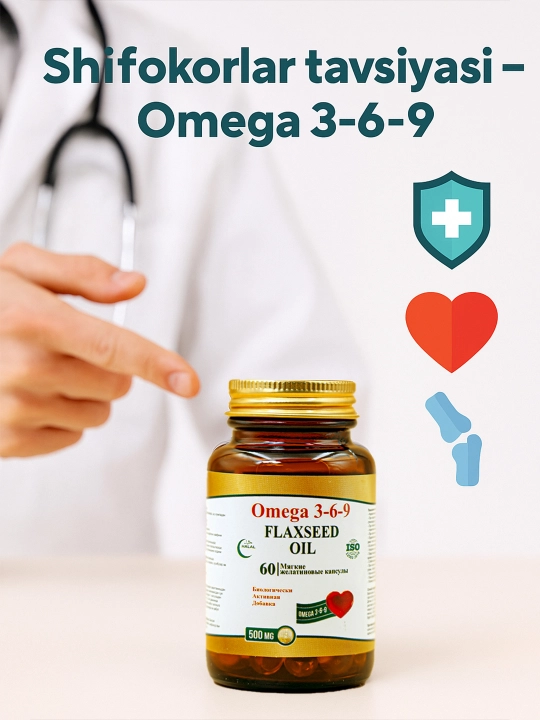 Omega 3-6-9 Flaxseed Oil, 500 мг, 60 капсул