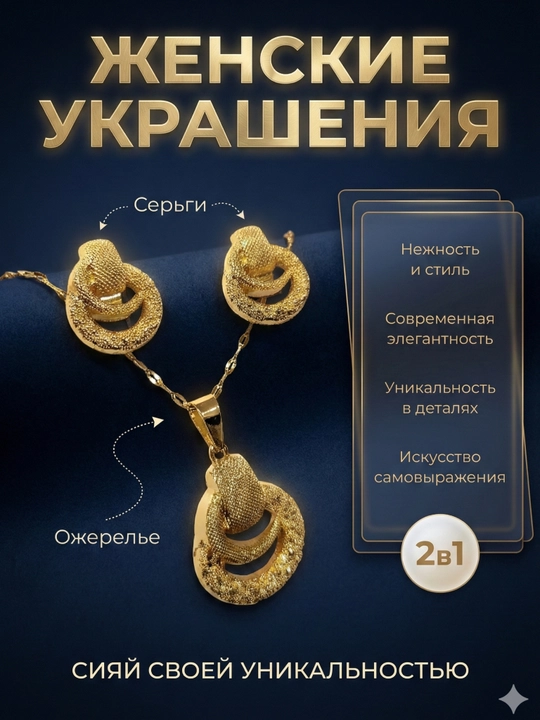 Набор украшений 2 в 1, стильный комплект из серёжек и подвески