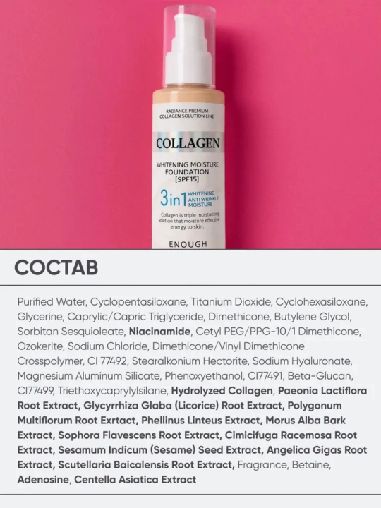 Корея, Тональный крем с коллагеном, осветляющий Enough Collagen Whitening Moisture Foundatio