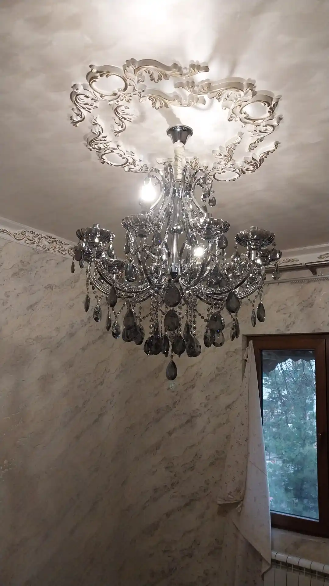 Люстра хрустальная, 2 цвета, 3 размера, в гостиную, спальню, прихожую