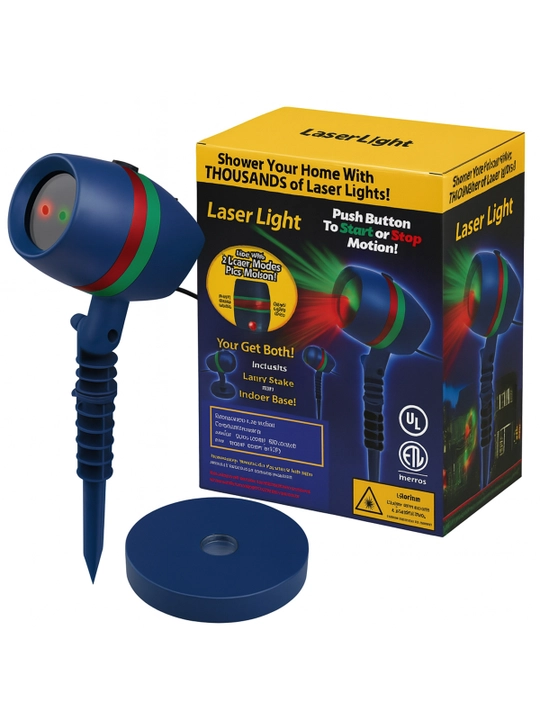 Laser Light lazer proyektori, uy va bog‘ uchun, namlikdan himoyalangan, 3 rejimli