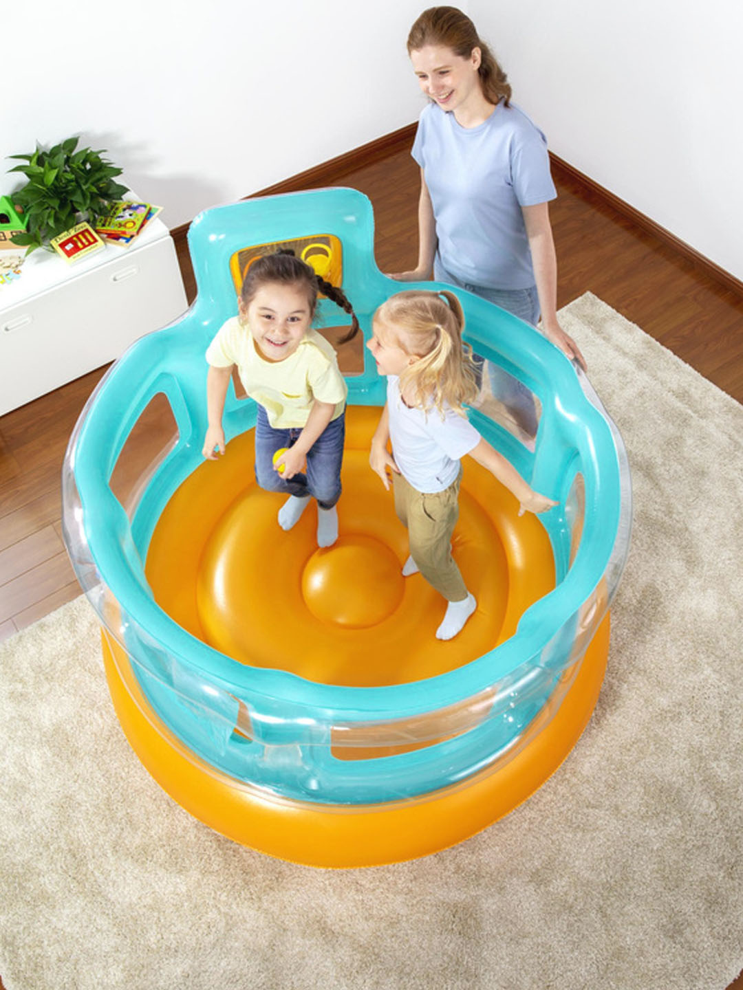 Надувной батут "Hops 'N Hoops", 152×152×117 см, с шариками, Bestway 52344