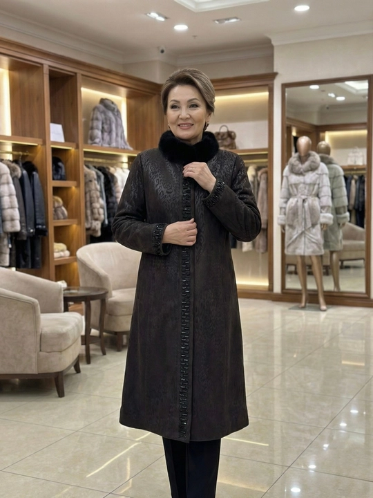 Ayollar paltosi, dublyonkasi, tabiiy mo'yna, 110 sm