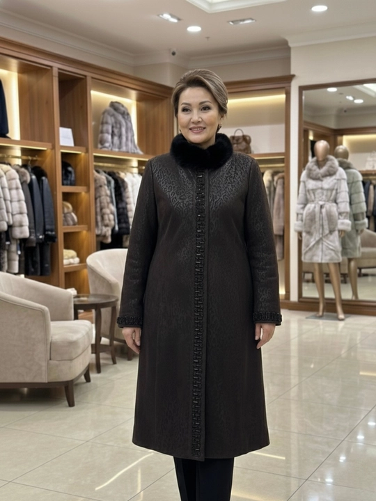 Ayollar paltosi, dublyonkasi, tabiiy mo'yna, 110 sm - 