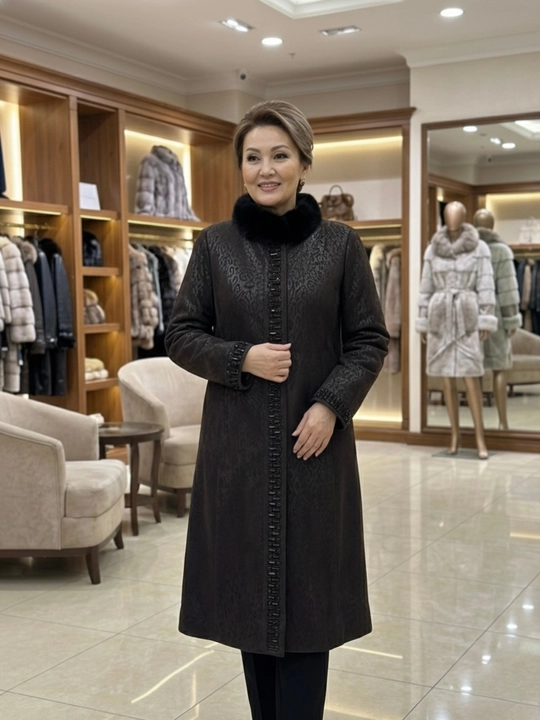 Ayollar paltosi, dublyonkasi, tabiiy mo'yna, 110 sm
