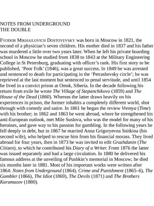 Notes from Underground and The Double