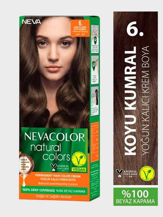 Краска для волос NEVACOLOR Natural Colors Creme, тон 6-0 темно-русый 110МЛ