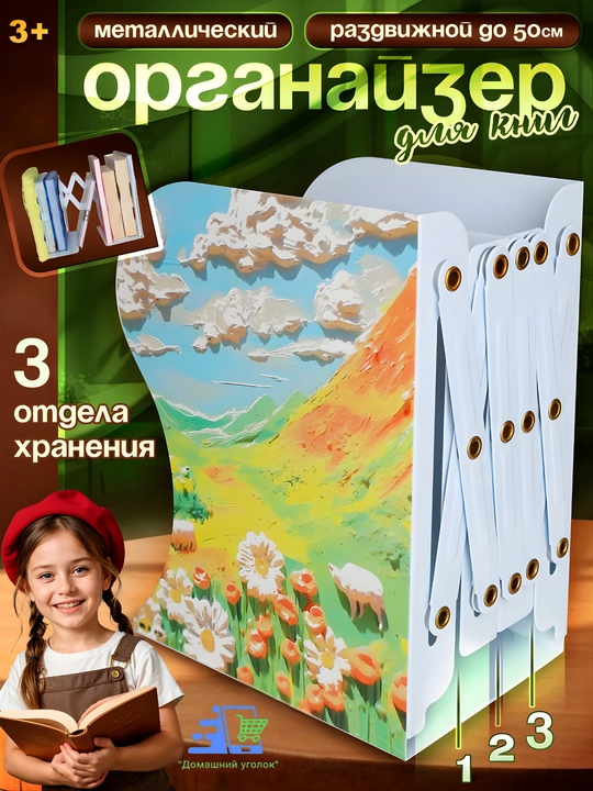 Держатель раздвижной для книг и учебников "АЛЬПИЙСКИЕ ЛУГА" - 