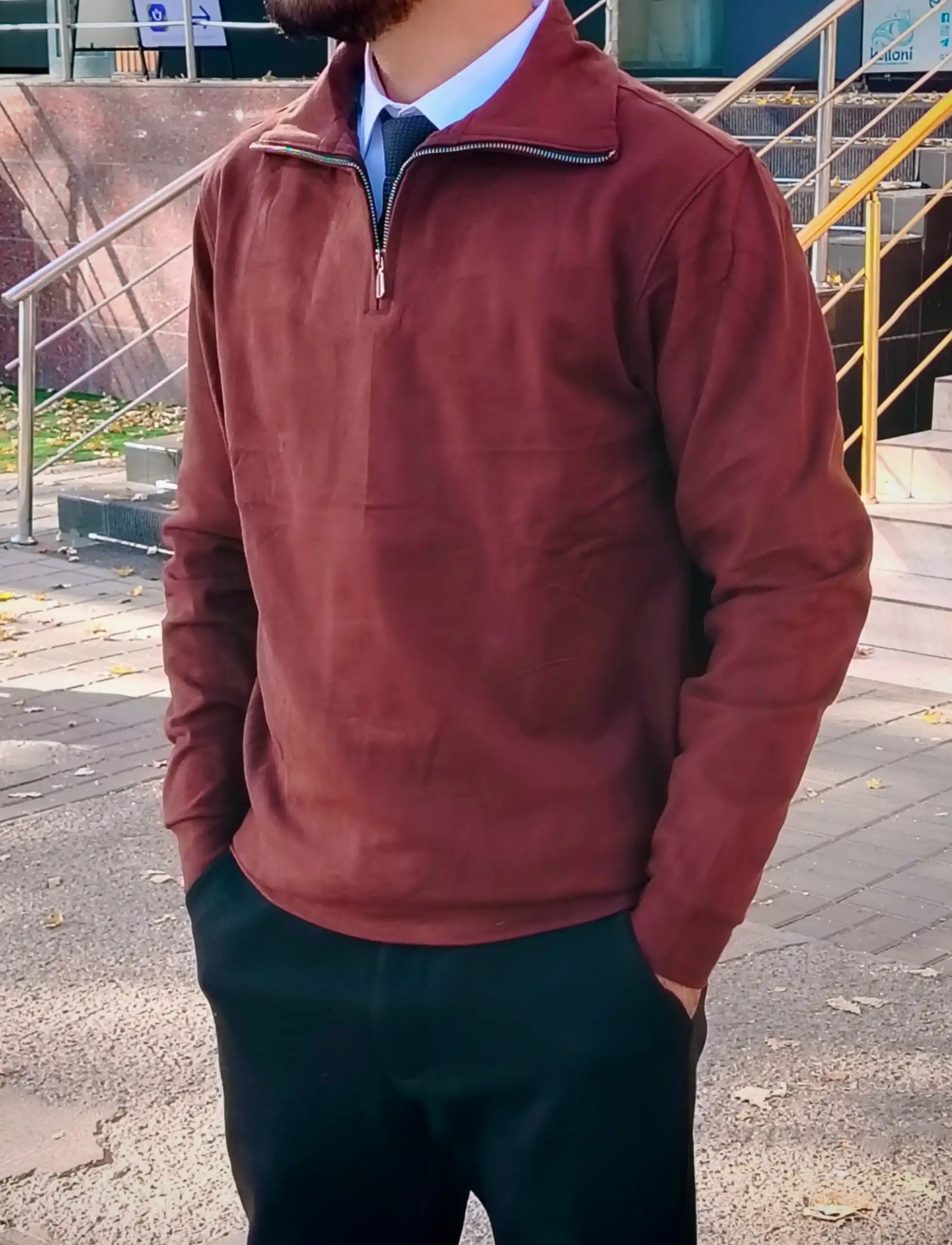 Мужской свитер, полузамок для мужчин, водолазка с замком и длинными рукавами