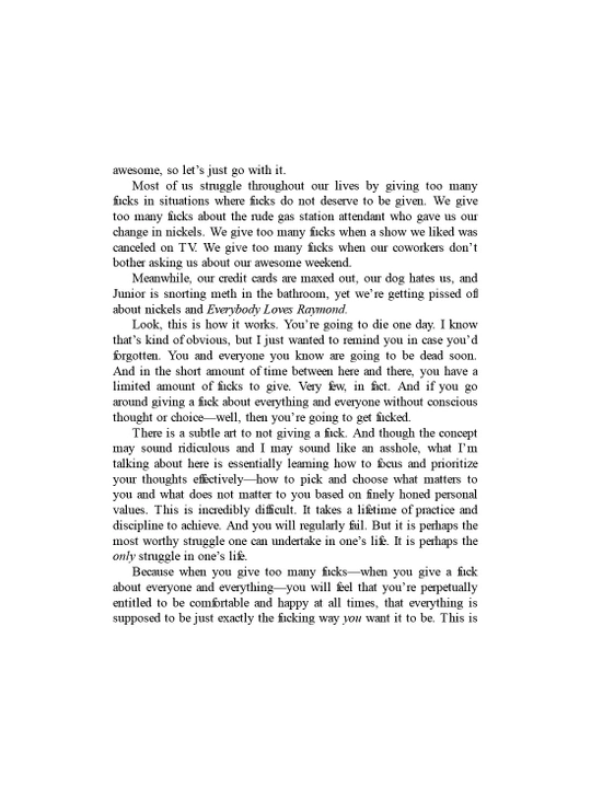 “The Subtle Art of Not Giving a F*ck”