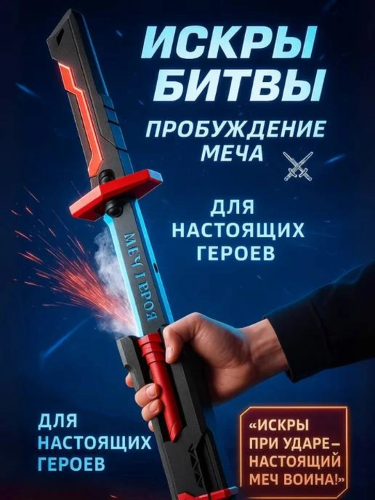 Меч, светящийся игрушечный меч Sparkblade с эффектами искр, тумана и звуком 50 см  - 