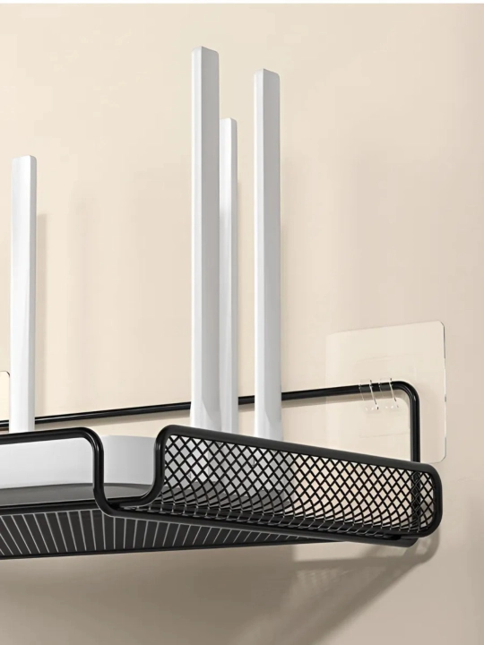 Devorga osiladigan metall polka — router, kosmetika, oshxona buyumlari uchun organayzer