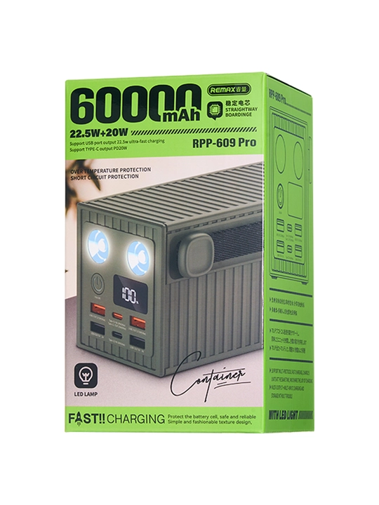 REMAX Power Bank tashqi batareyasi 22,5 W tez zaryadlash, 10000 dan 50000 mA/h, Type-C
