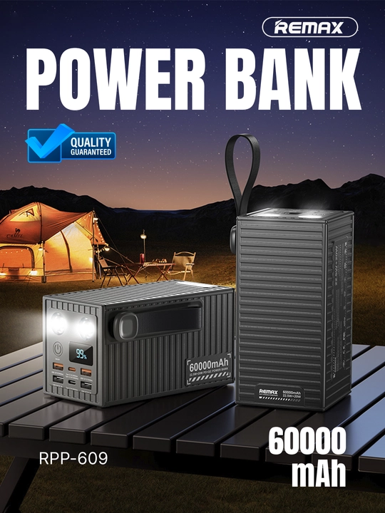 REMAX Power Bank tashqi batareyasi 22,5 W tez zaryadlash, 10000 dan 50000 mA/h, Type-C - 