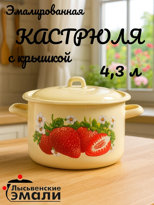 Кастрюли эмалированные с крышкой, кастрюли для кухни, кастрюли с крышкой, кастрюли