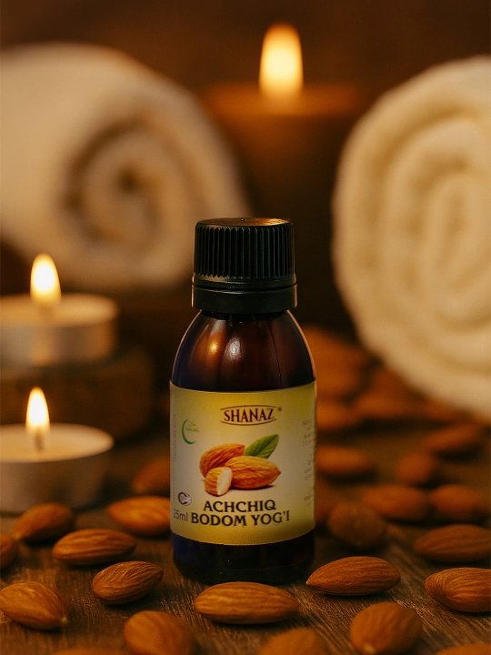 Achiq bodom yog‘i, 25 ml — 100% tabiiy go‘zallik va yoshlik eliksiri
