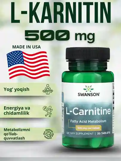 swanson l-carnitine 500 mg 30 Tablets, mg, 100 Count : Target L-Carnitine