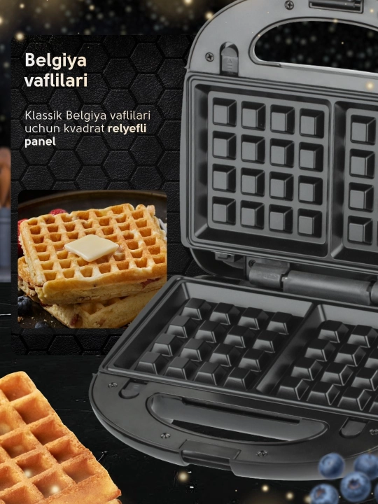 Ko'p funksiyali vafli, toster, sendvich pishirgich, 3 tasi 1 da, 5 tasi 1 da, 7 tasi 1 da