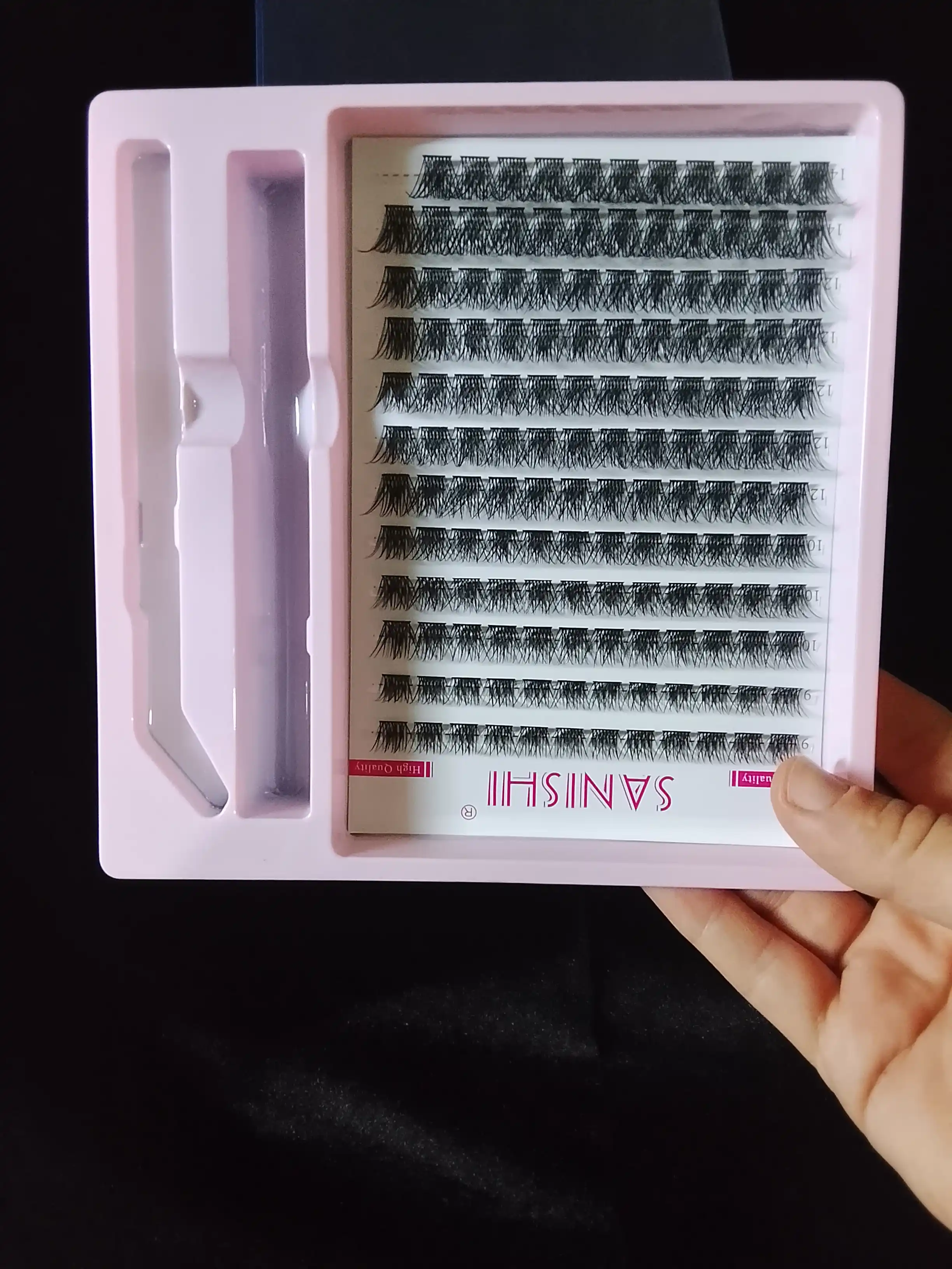 3D effektli ulama kipriklar, kiprik kleyi va tarog'i bilan, ko'zlarni bezash uchun Sanishi