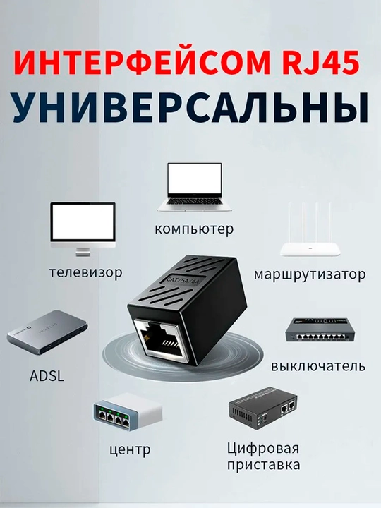 Coupler RJ45 - RJ45 simi ulagichi ikkita kompyuter kabellarini ulash uchun