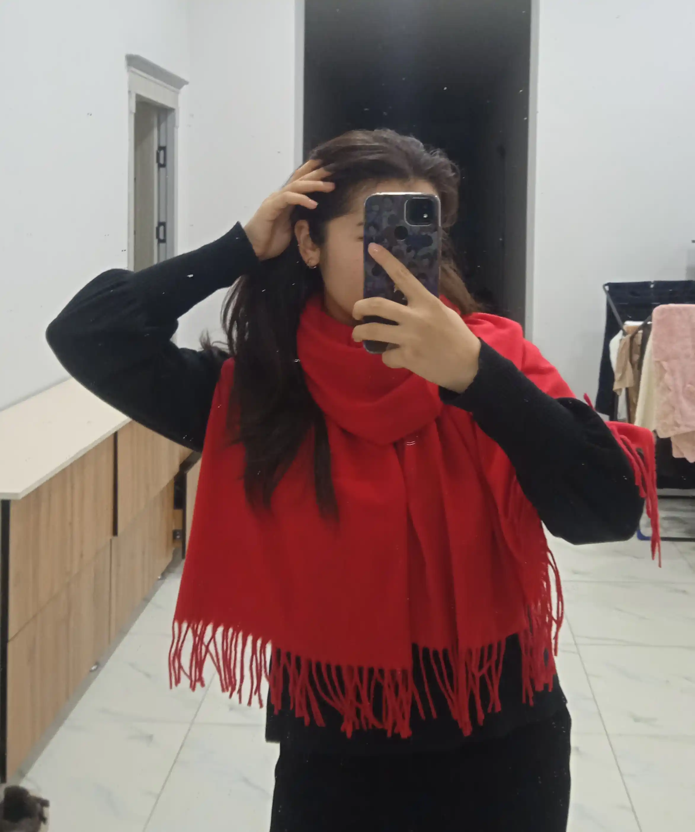 Ayollar uchun qishki kashemir sharf, qalin sharf, 200x70 sm