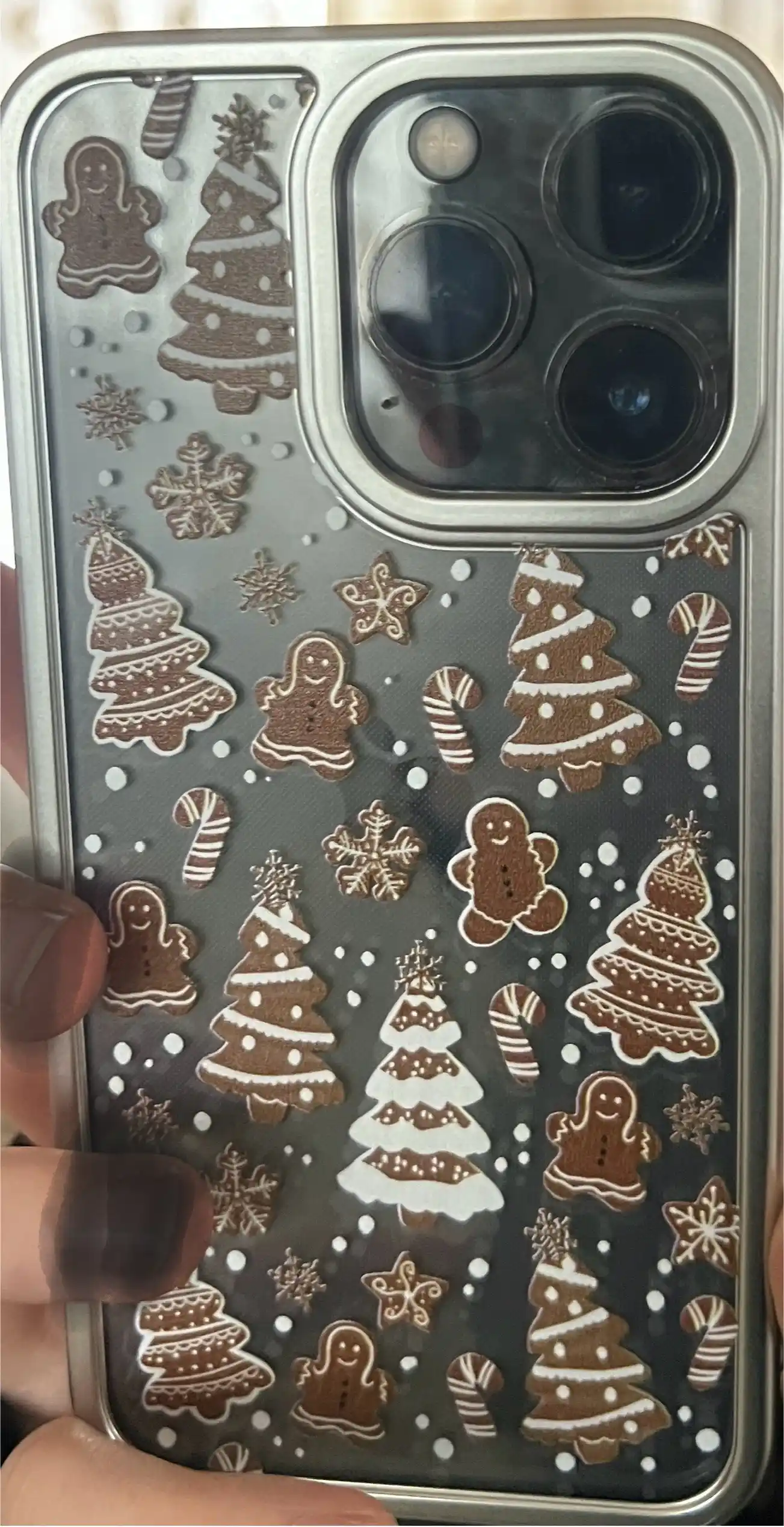 Yangiyil g‘ilofi, Gingerbread Xmas g‘ilof, iPhone uchun qishki g‘ilof, Qor parchali g‘ilof