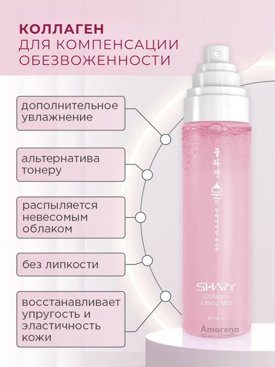 Мист спрей для лица Shary, термальная вода с гиалуроновой кислотой и коллагеном, 100 мл
