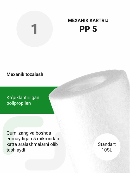 Geyzer Allegro filtrlari uchun oldindan tozalash kartridjlari komplekti