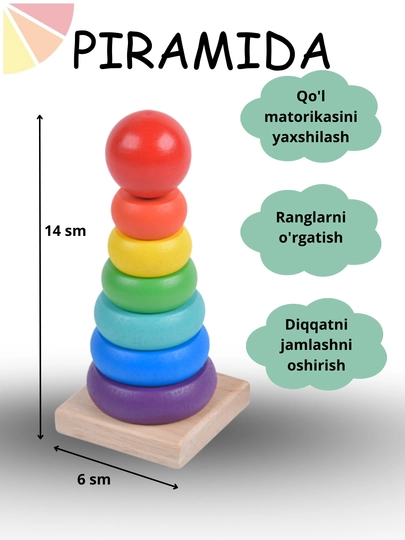 Montessori сортер пирамидка – деревянная развивающая игрушка с цифрами — ASXITOY-MONTESSORI-БРОНЗ