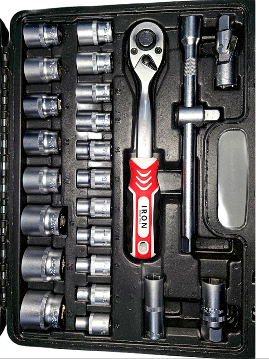IRON 37 PCS универсальный набор инструментов | ключи, головки, трещотка, удлинители