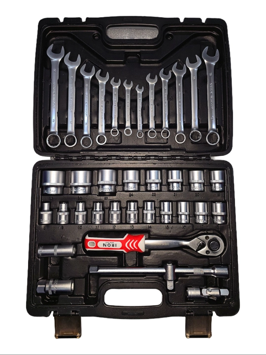 IRON 37 PCS универсальный набор инструментов | ключи, головки, трещотка, удлинители