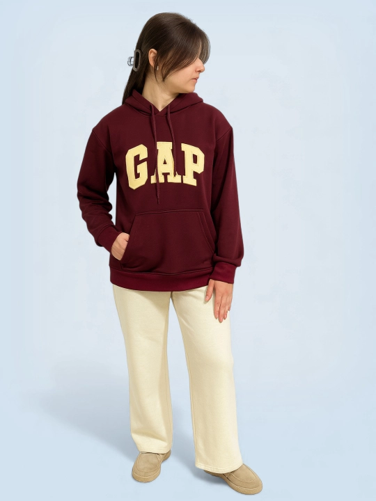 Ayollar va qizlar uchun xudi, uch qatlamli mato, tolstovka, oversize, kapyushon, standart o‘lcham