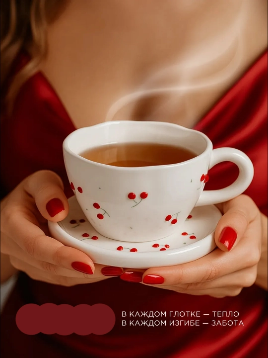 Choy jufti, 280 ml, keramika krujka likopcha bilan choy, qahva, kapuchino va latte uchun