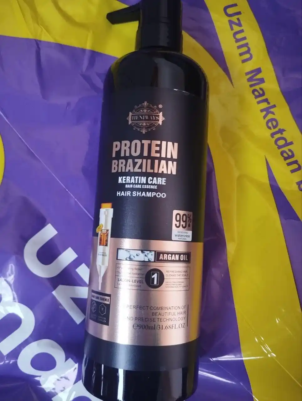 Keratin Queen — Braziliya oqsili, argan va jojoba qo‘shilgan keratinli shampun, 900 ml