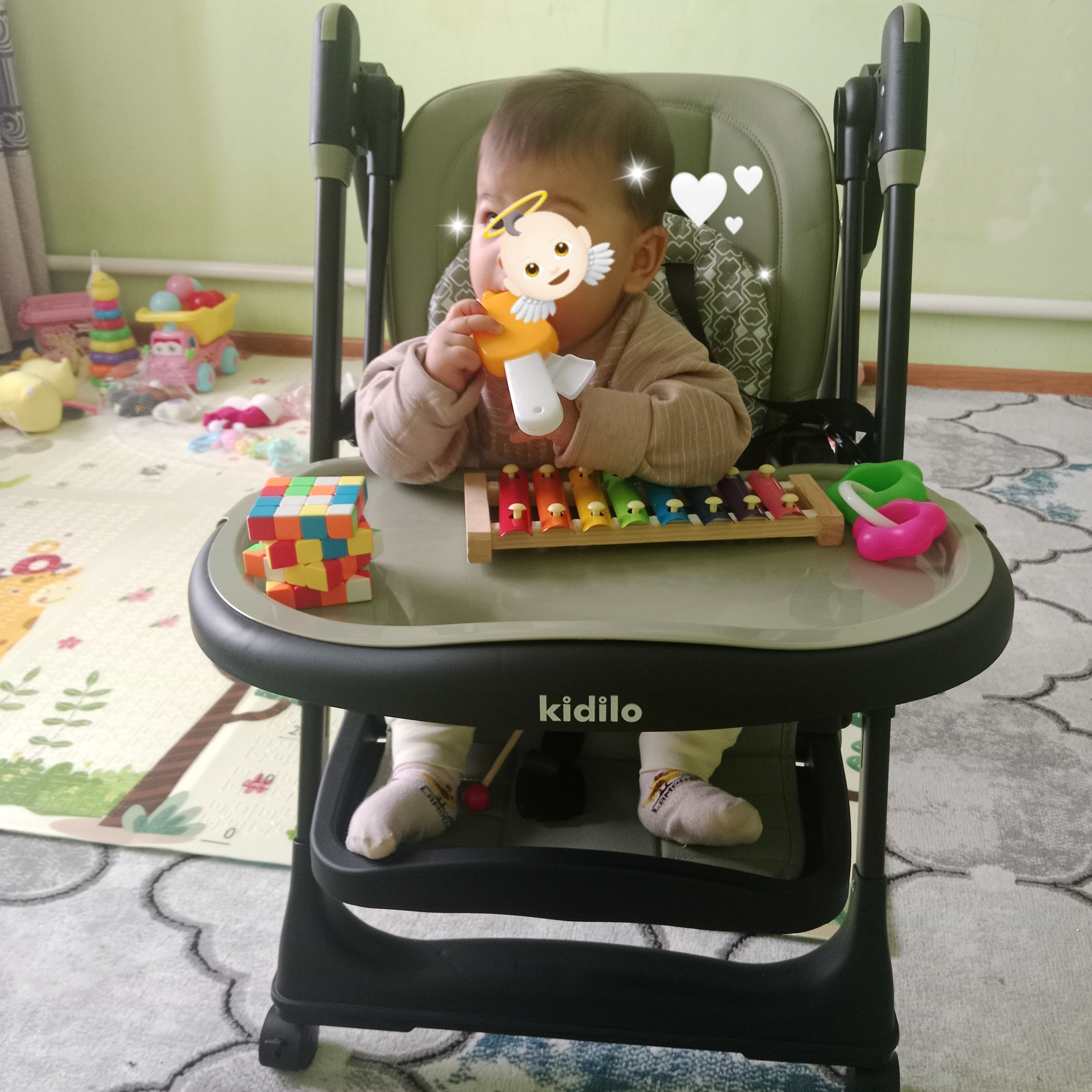 Детский стульчик для кормления+ качели, 2 в 1 Kidilo-8166