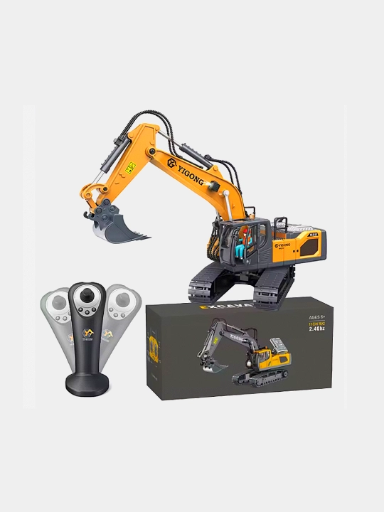 CONUSEA Радиоуправляемый металлический экскаватор CONUSEA 1:20 желтый, RC Excavator