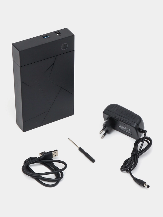 Внешний корпус для дисков с блоком питания c SSD HDD 3.5/2.5 SATA на USB 3.0  - 