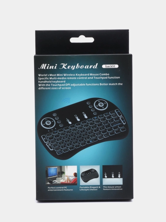 Klaviatura mini i8, LED simsiz, Smart TV, kompyuter noutbuk uchun sensorli mini