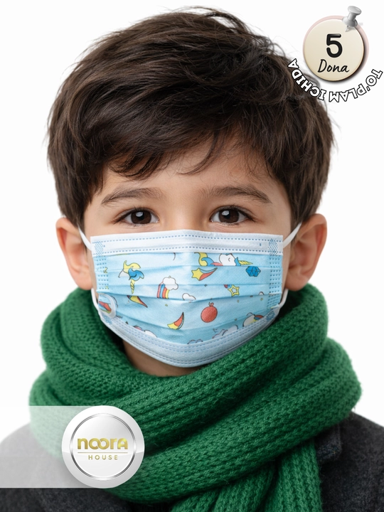 Bolalar maskasi, 3 qatlamli himoya, rangli dizayn, 5 dona NOORA KIDS
