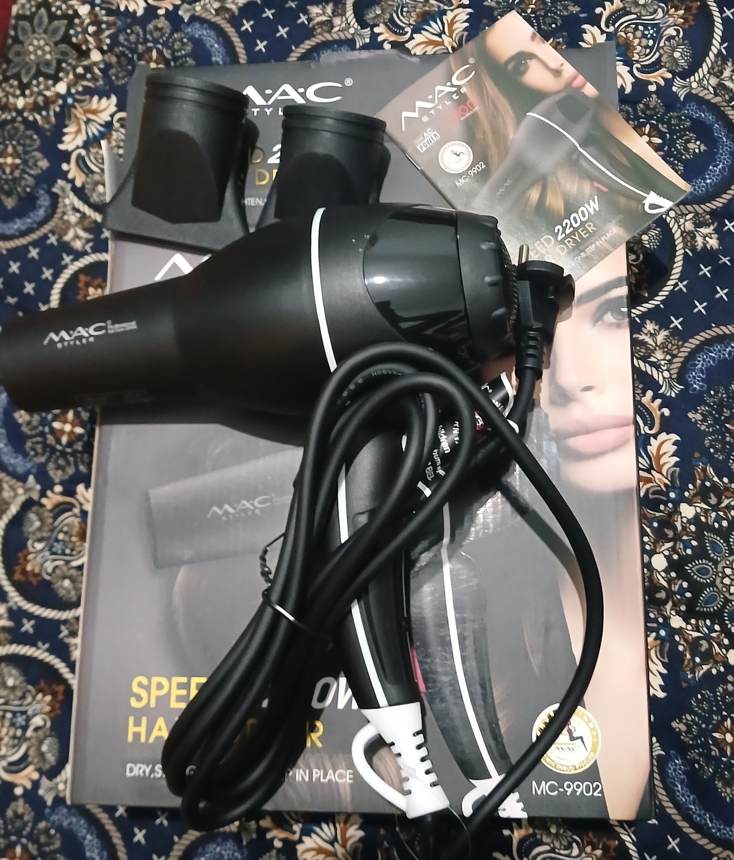 Professional fen soch quritgich MAC styler MC-6641, quritish va turmaklash uchun, 2400W