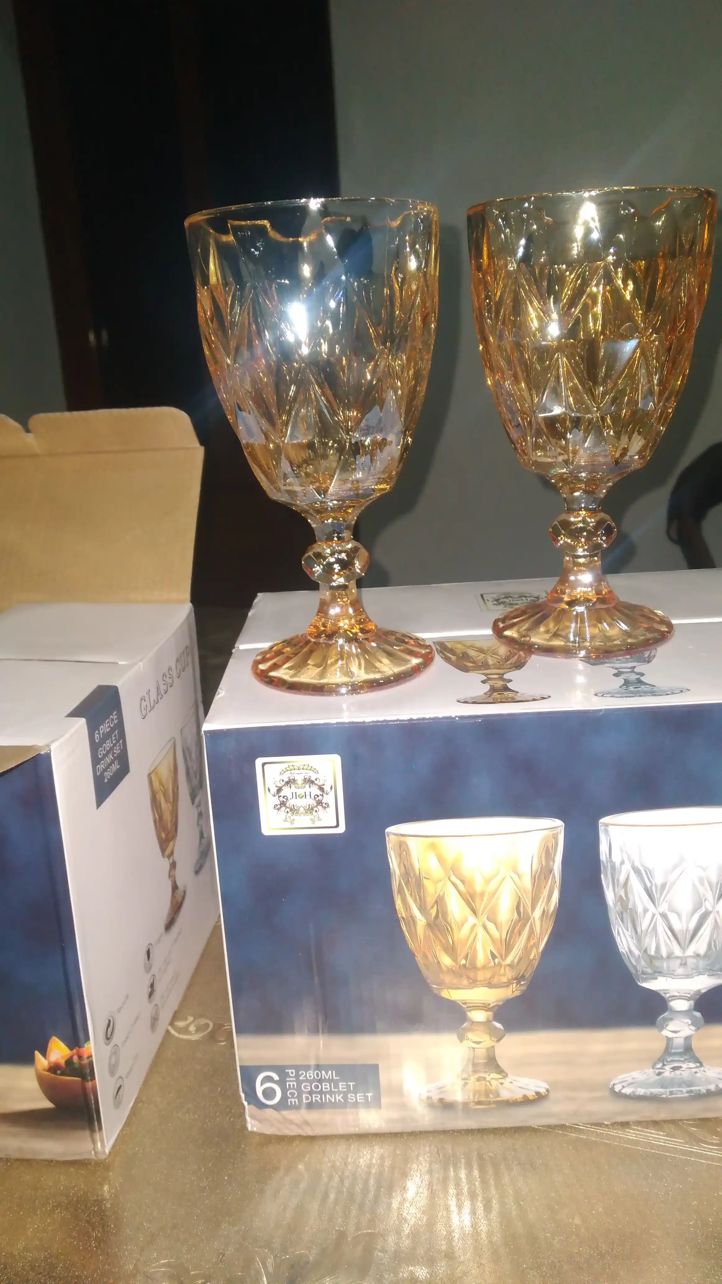 Rangli shishadan tayyorlangan, issiqqa chidaml, ichimliklar uchun fujerlar, 6 dona to‘plam