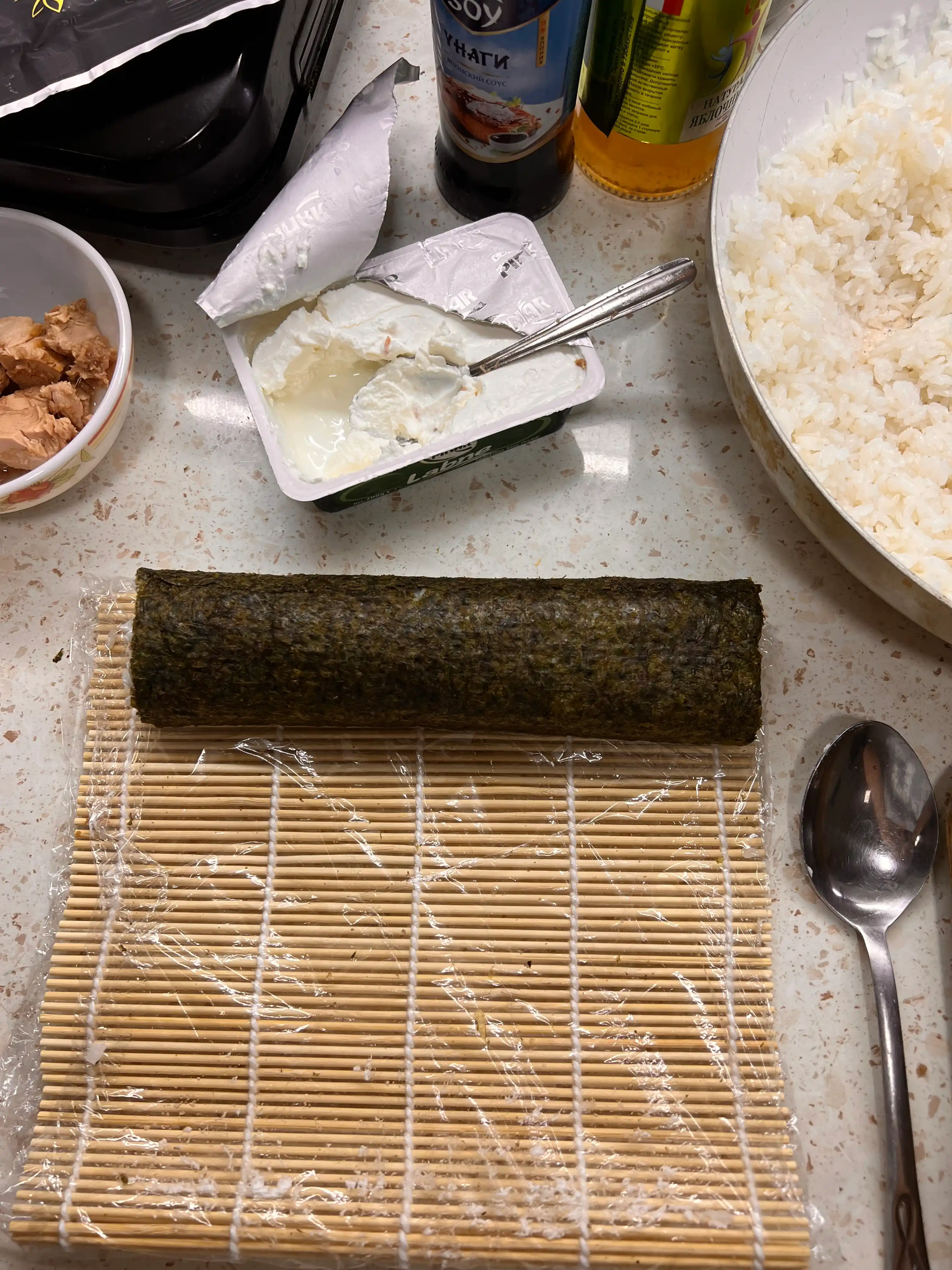 Rulon va sushi uchun bambuk gilamcha, sushi uchun bo‘yra, 24 * 24 sm