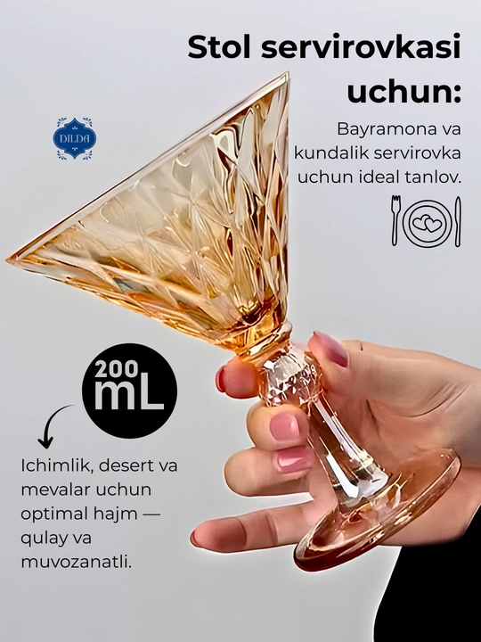 Martini va fujer to'plami, shishali, 6 dona, sharbat va shirinliklar uchun