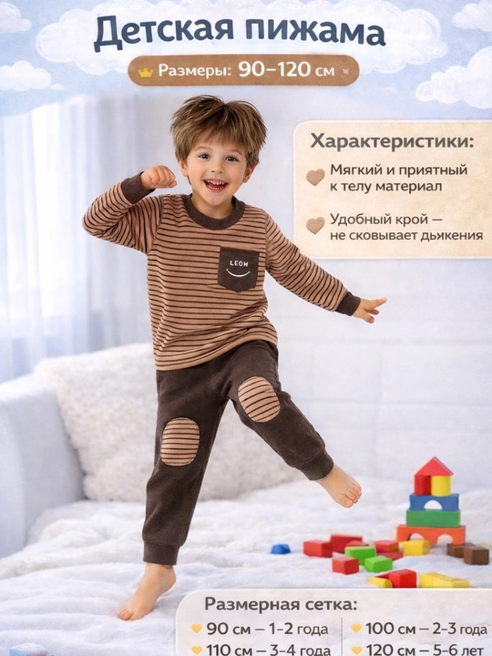 Bolalar pijamasi ,yumshoq va qulay bolalar uy kiyimi, Xitoy  ( 1-6yosh) - 