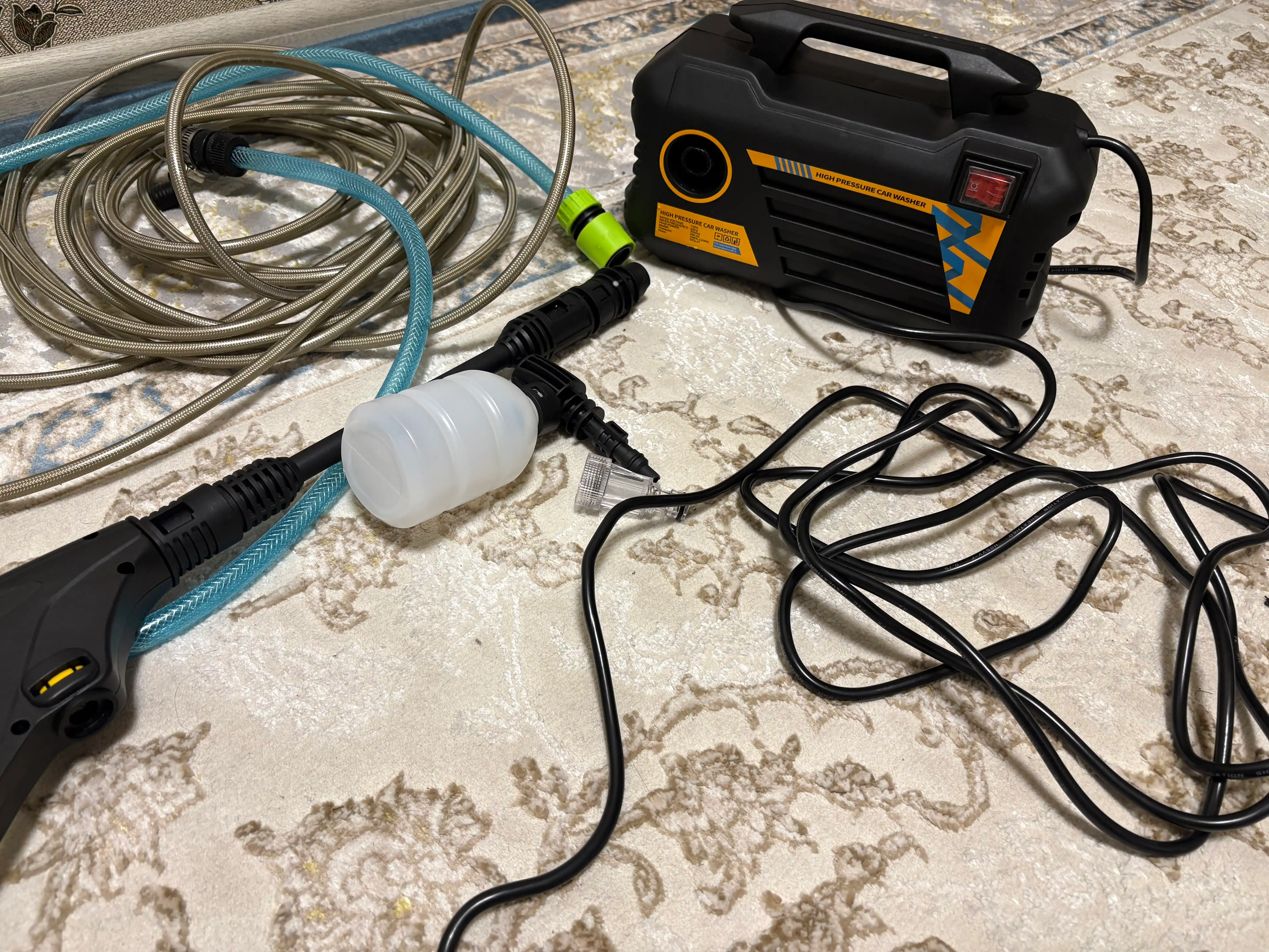 Yuqori bosimli elektr yuvish avto-moykasi 2500 Vt, 120 BAR, penogenerator bilan, apparat