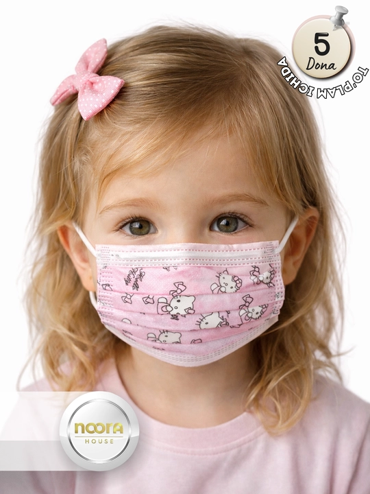 Bolalar maskasi, 3 qatlamli himoya, rangli dizayn, 5 dona NOORA KIDS
