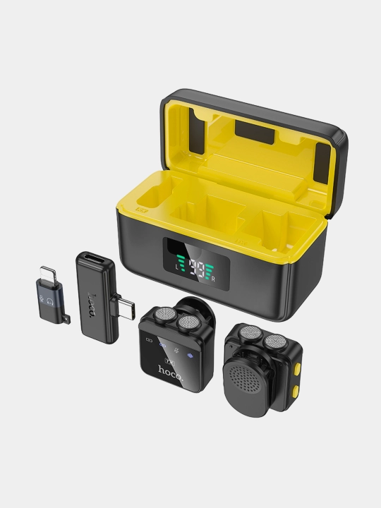 Mikrofon Hoco L17, simsiz, raqamli, magnitli, Type-C/iP, adapter bilan birga yetkaziladi