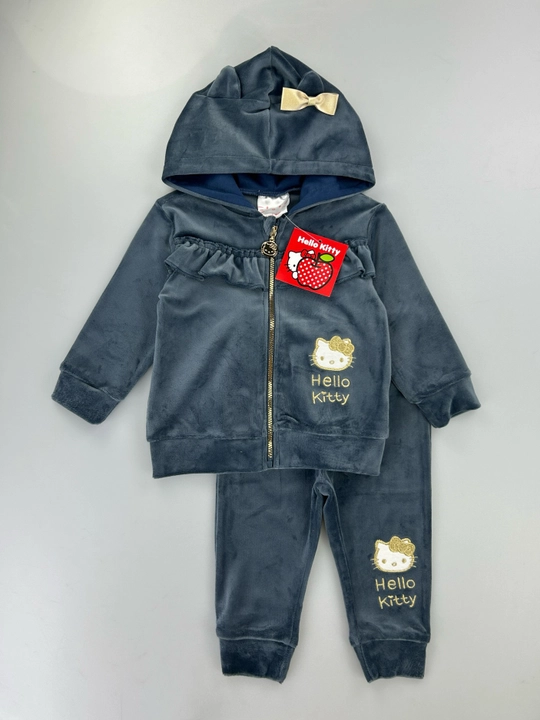 Hello Kitty dizaynli yumshoq velur kostyum, Disney brendi, 3-36 oy