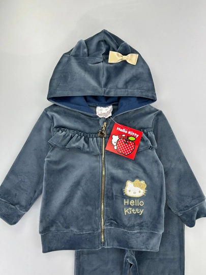 Hello Kitty dizaynli yumshoq velur kostyum, Disney brendi, 3-36 oy
